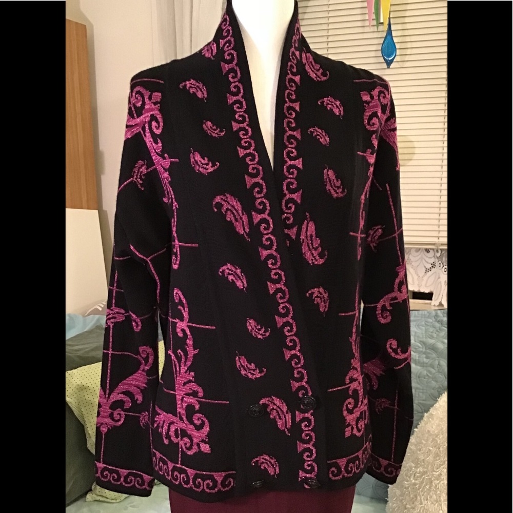 Georgiou black & pink cardigan with shiny design M